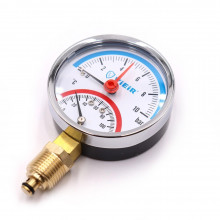 Термоманометр VIEIR 1/2", вертикальный (80 мм/10 бар) (YE10)